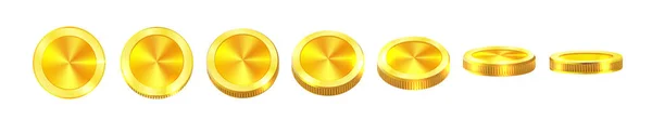 Pièces d'or serties isolées sur blanc dans différentes positions — Image vectorielle