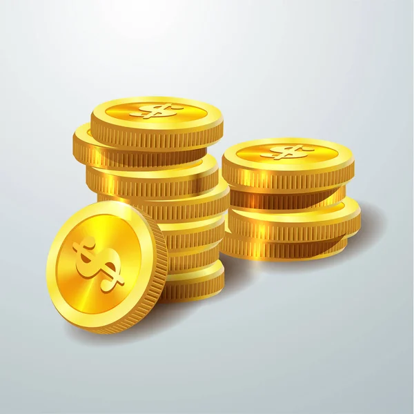 Ilustración vectorial de monedas de oro. — Vector de stock
