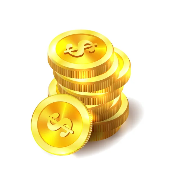 Vektor-Goldmünzen. Geld isoliert auf weiß. — Stockvektor