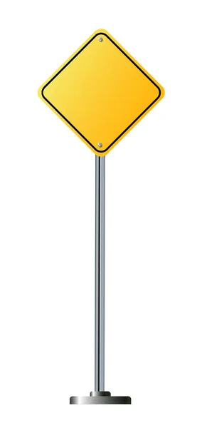 Segnaletica stradale gialla vuota o segnali stradali vuoti isolati su sfondo bianco — Vettoriale Stock