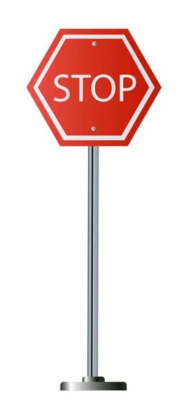 Rotes Stoppschild, isolierte verkehrsaufsichtsrechtliche Warnbeschilderung Achteck, weißer achteckiger Rahmen, — Stockvektor
