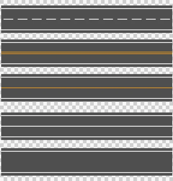 Conjunto de plantillas de caminos de asfalto rectos. — Archivo Imágenes Vectoriales