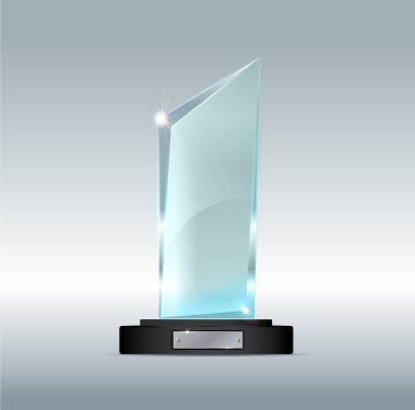 Cam kupa Ödülü vektör çizim. Vektör çizim parlak Ödülü. Parlak şeffaf kupa