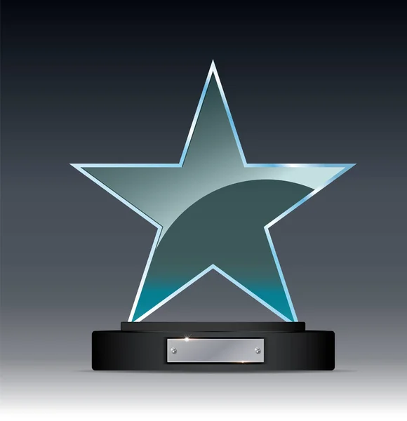 Trasparente realistico vuoto vettore acrilico premio trofeo di vetro su sfondo grigio EPS 10 — Vettoriale Stock