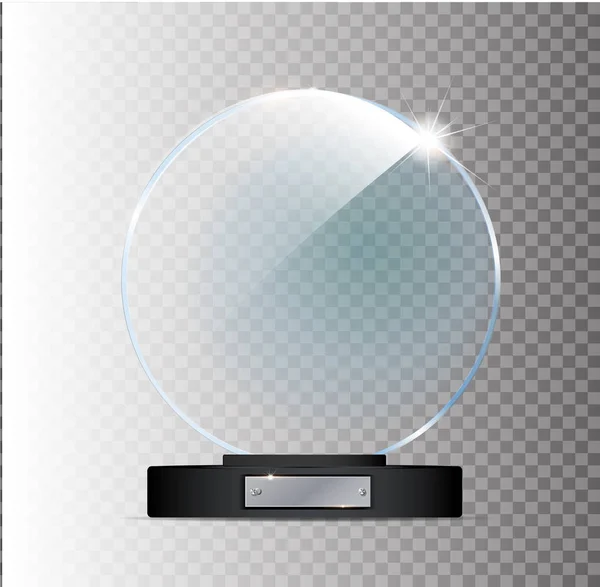 圆玻璃奖杯奖。在透明背景上隔离的矢量插图 — 图库矢量图片