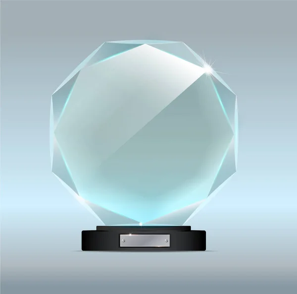 Glas trophy award. Vector award på grå bakgrund — Stock vektor