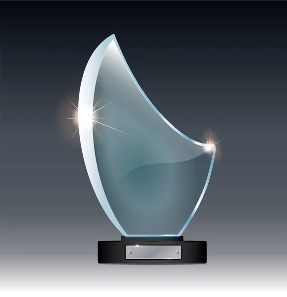 Mockup trofeo di vetro alto bianco. Svuotato disegno premio acrilico finto. Modello di piastra di cristallo trasparente . — Vettoriale Stock