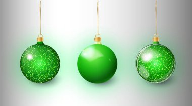 Şeffaf bir arkaplanda izole edilmiş yeşil Noel ağacı oyuncağı. Noel süslemeleri. Yılbaşı tasarımı için vektör nesnesi, modelleme.