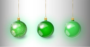 Şeffaf bir arkaplanda izole edilmiş yeşil Noel ağacı oyuncağı. Noel süslemeleri. Yılbaşı tasarımı için vektör nesnesi, modelleme.