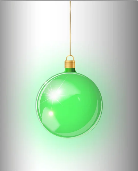Şeffaf bir arkaplanda izole edilmiş yeşil Noel ağacı oyuncağı. Noel süslemeleri. Yılbaşı tasarımı için vektör nesnesi, modelleme. — Stok Vektör