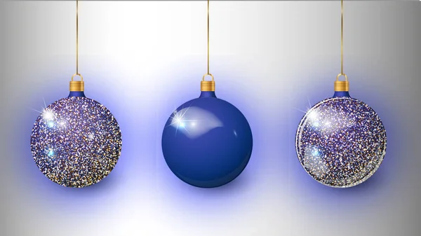 Blaues Weihnachtsbaumspielzeug isoliert auf transparentem Hintergrund. Weihnachtsdekoration. Vektor-Objekt für Weihnachtsdesign, Mockup. — Stockvektor