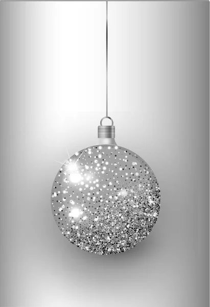 Juguete árbol de Navidad de plata aislado sobre un fondo transparente. Medias decoraciones navideñas. Objeto vectorial para el diseño de Navidad, maqueta. — Vector de stock