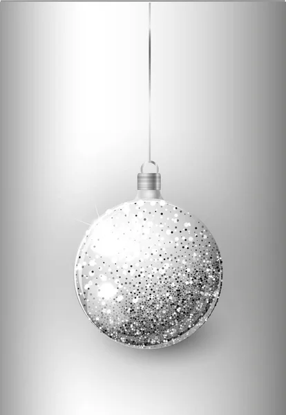 Brinquedo de árvore de Natal de prata isolado em um fundo transparente. A guardar decorações de Natal. Objeto vetorial para design de natal, mockup. — Vetor de Stock