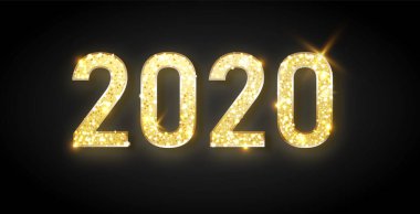 Happy New Year 2020 - Altın saat ve glitter ile Yeni Yıl Shining arka plan.
