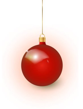 Kırmızı Noel oyuncağı şeffaf bir arka planda izole edilmiş. Noel süslemeleri. Yılbaşı tasarımı için vektör nesnesi, modelleme.