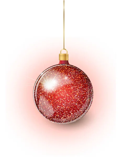 Rode kerstboom speelgoed geïsoleerd op een transparante achtergrond. Kerstversiering in voorraad. Vector object voor kerst ontwerp, mockup. — Stockvector