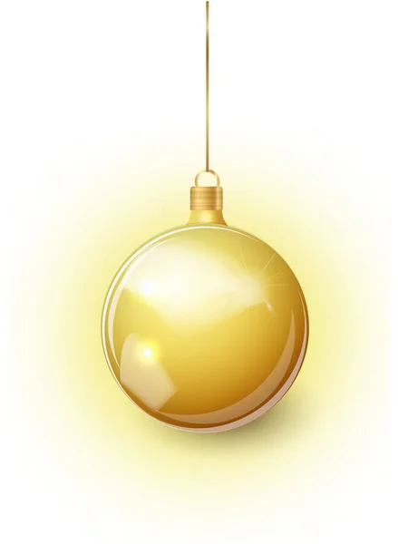 Gold Christmas tree toy isolated on a transparent background. Stocking Golden Christmas decorations. Vector object for christmas design, mockup. Vector realistic object 10 EPS — Stock Vector