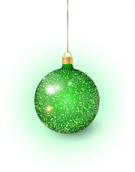 Зеленая елочная игрушка на белом фоне. Покупаю рождественские украшения. Векторный объект для рождественского дизайна, макет. Векторный реалистичный объект 10 EPS — стоковый вектор
