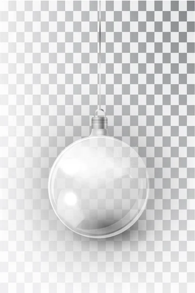 透明な背景に隔離された透明なクリスマスツリーのおもちゃ。クリスマスの飾りを保管してるクリスマスのデザインのためのベクトルオブジェクト、モックアップ。ベクトル現実的なオブジェクト10 Eps — ストックベクタ
