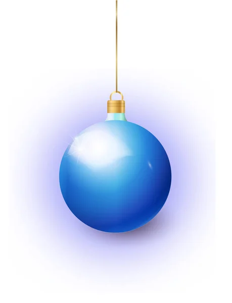 Blauwe kerstboom speelgoed geïsoleerd op een witte achtergrond. Kerstversiering in voorraad. Vector object voor kerst ontwerp, maquette. Vector realistisch object 10 Eps — Stockvector