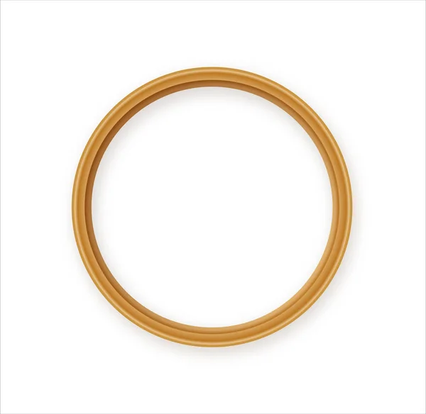 Moldura de madeira dourada redonda geométrica 3d objeto isolado no fundo branco. Vetor objeto realista 10 EPS — Vetor de Stock