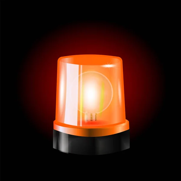 Orahge flashers Siren Vector. Realistic Object. Light Effect. Beacon For Police Cars Ambulance, Fire Trucks. Emergency Flashing Siren. — Stock Vector