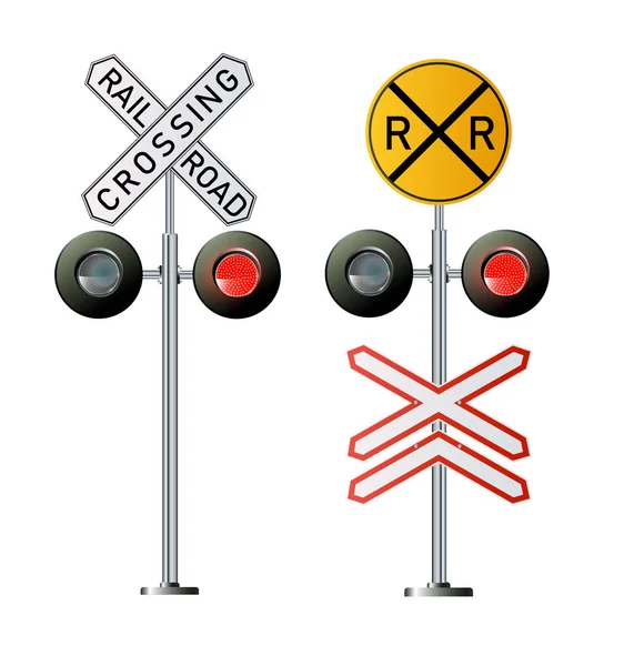 Semaphore sinyal trafiği. Tren ışıkları. Vektör illüstrasyonu