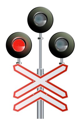 Semaphore sinyal trafiği, tren ışıkları gerçekçi. vektör modern tasarım illüstrasyonu.