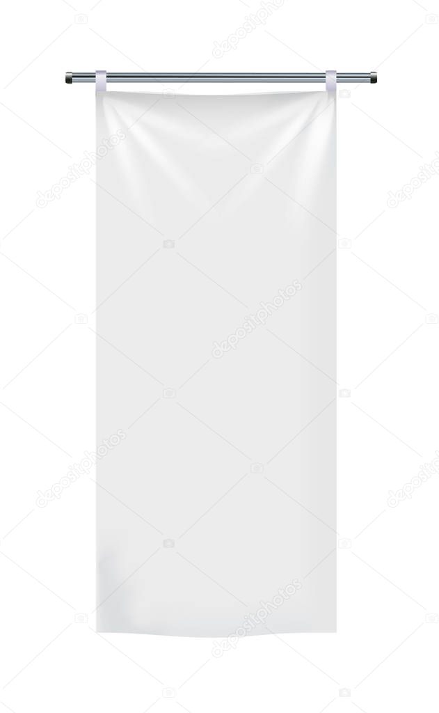 Realistic white advertising textile flags and banners vector . Advertising flag banner and fabric canvas poster for advertising illustration on transparent becgraund.