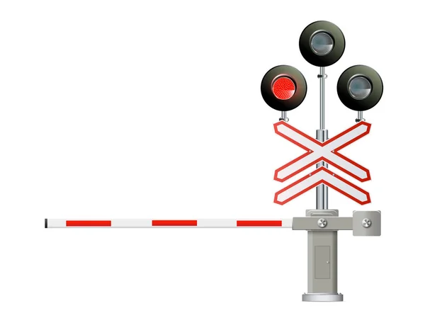 铁路红绿灯，障碍物。简单矢量现代图解. — 图库矢量图片