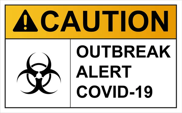 Coronavirus covid 19 caution outbreak quarantine alert sign in front of quarantine room infected coronavirus patient and coronavirus covid 19 disease control experts — Stock Vector