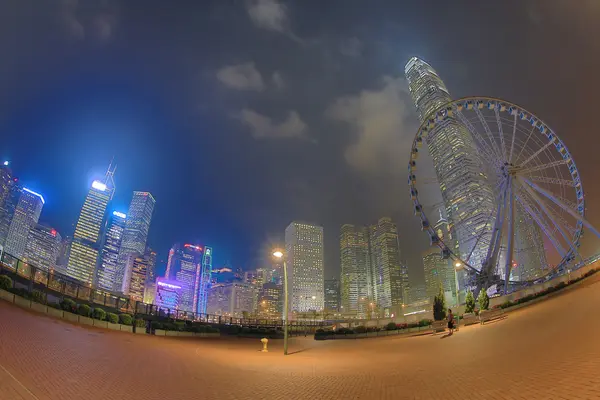 Hong Kong Pozorovací kolo v noci — Stock fotografie