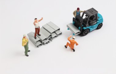 Minyatür mühendis işçi fabrika concep