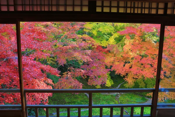 Zen-tuin op Rurikoin, alle weergegeven via een venster. — Stockfoto