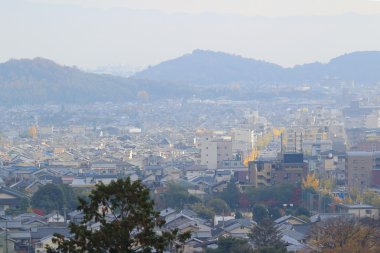 Kyoto şehir çatı manzarası yukarıdan. Japonya