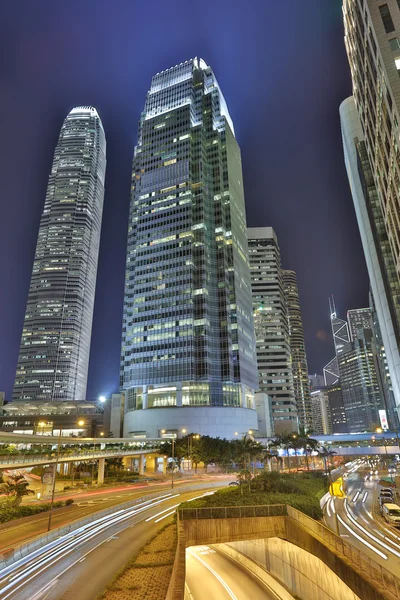 Busy traffic in Central at night — Stock Photo, Image