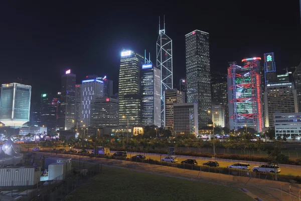 Hong kong paisaje urbano por la noche —  Fotos de Stock