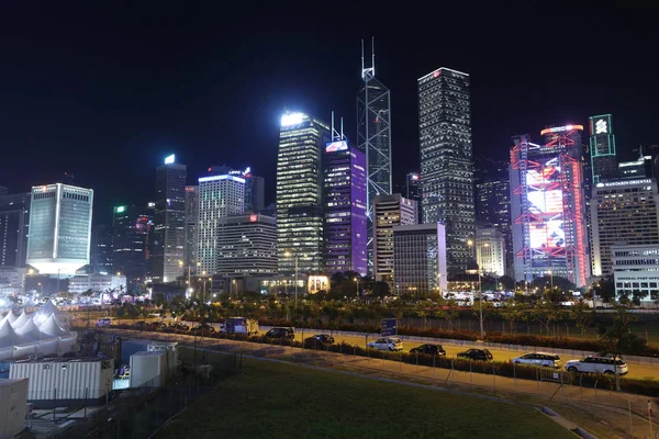 Hong kong stadsbild på natten — Stockfoto