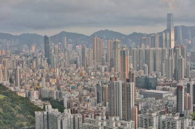 Kowloon manzarası güzel bir gün batımı 