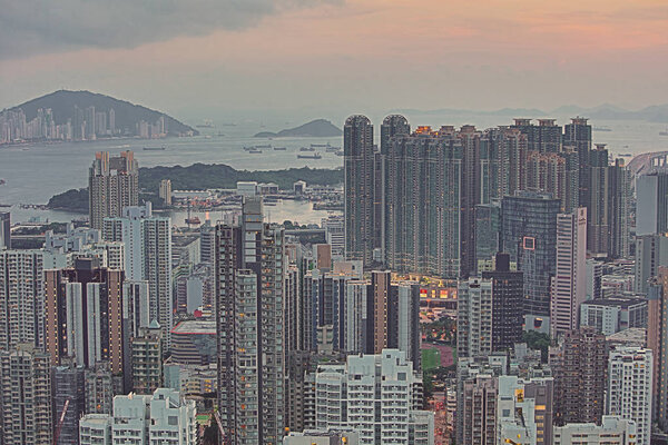 View over Kowloon in Hong Kong from Eagle's Nest