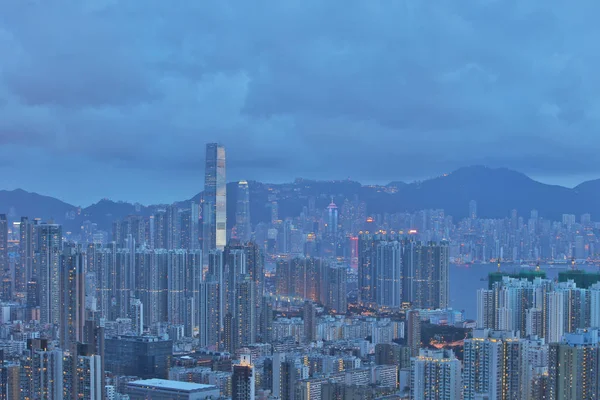 Hong Kong şehir merkezinde gece 2016 — Stok fotoğraf