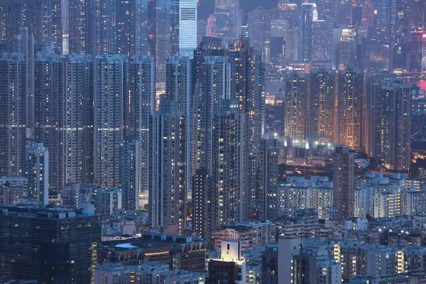 홍콩 밤 건물 주거 — 스톡 사진