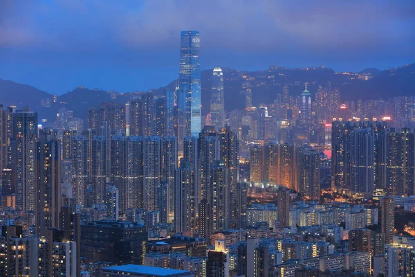 Panorama Kowloon v noci — Stock fotografie