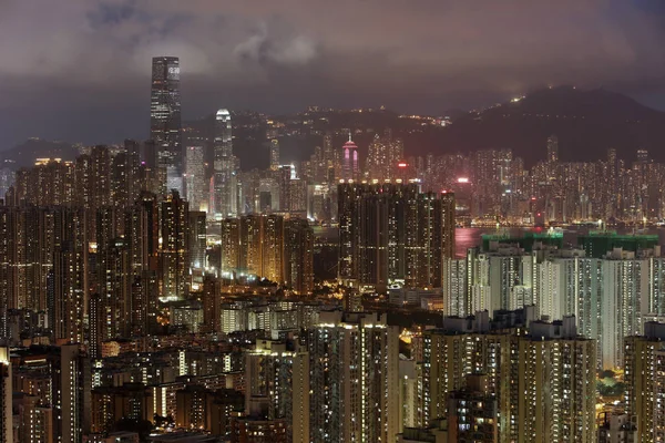 Lo skyline di Kowloon di notte — Foto Stock