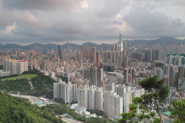 Kowloon manzarası güzel bir gün batımı 