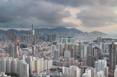 Kowloon manzarası güzel bir gün batımı 