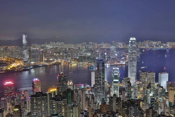 Vista del puerto de Victoria en Hong Kong desde el pico — Foto de Stock
