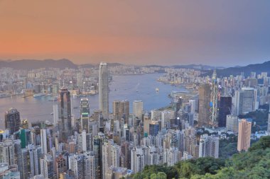  Lugard yolu görülen Hong Kong cityscape