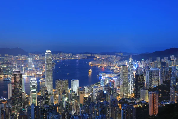 Victoria Limanı tepe üzerinden Hong Kong'da görünümünü — Stok fotoğraf