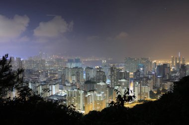 Kowloon, Hong Kong manzarası, gece